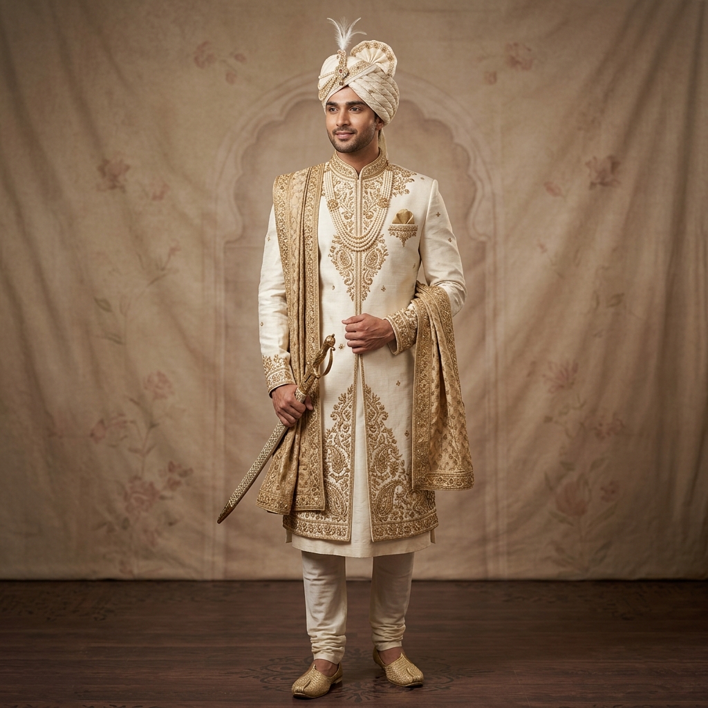 Classic Silk Sherwani for Groom